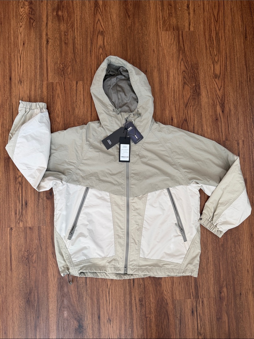 Musinsa Standard Performance Hooded Windbreaker Jacket - Beige/Cream, Large